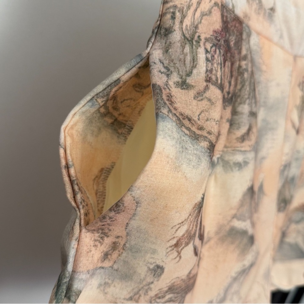 Zimmermann Beige and Gray Patterned Short Sleeve Top - Picture 6 of 9
